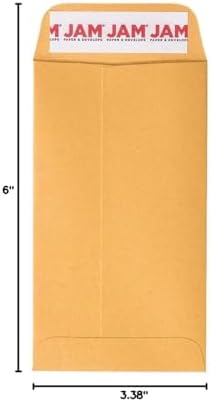 JAM PAPER #6 Coin Business Envelopes with Peel and Seal Closure - 3 3/8 x 6 - Brown Kraft Manila - Bulk 250/Box - Image 6