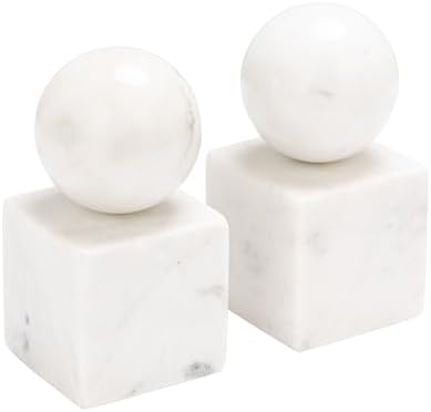 Creative Co-Op 2-Piece Marble Geometric Bookends, White by Unknown