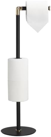 Black 3-Roll Tissue Holder, Weighted Base, Swivel Arm & Tray Black by KLDKLD