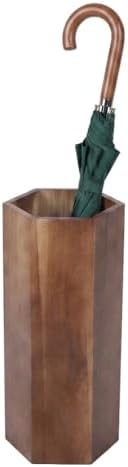 Alipis Wooden hexagon Umbrella Stand Rack - Umbrella Holder Bin with Drip Tray - Canes Walking Sticks Holder for Entryway Home Office Black by Alipis