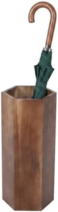 Alipis Wooden hexagon Umbrella Stand Rack - Umbrella Holder Bin with Drip Tray - Canes Walking Sticks Holder for Entryway Home Office Black by Alipis