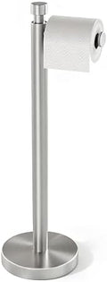 YUMORE Toilet Paper Holder Stand, Heavy Duty Stainless Steel Free Standing Bathroom Tissue Roll Holder, Brushed Nickel by YUMORE