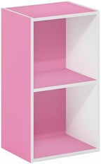 Furinno PASIR Book Shelf, 2-Tier Modern Bookshelf, Open Shelves Bookcase 9 x 12 x 21, Easy Assembly, for Living Room, Bedroom, Home Office, Pink/White - Image 6