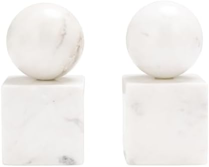 Creative Co-Op 2-Piece Marble Geometric Bookends, White - Image 5