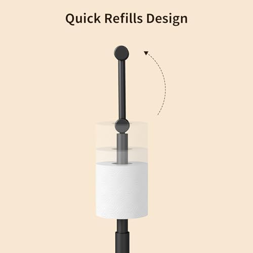 YUMORE Toilet Paper Holder Stand, Minimalist Design, Matte Black - Image 4