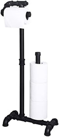 HouseAid Free Standing Industrial Pipe Toilet Paper Holder for Bathroom, Stand Rustic Iron Toilet Roll Holder with Reserve, Vintage Style, Matte Black by HouseAid