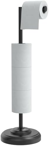 Matte Black Toilet Paper Holder Stand with Storage, 4 Extra Rolls by WZKALY