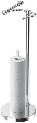 RARXTR Toilet Paper Holder Stand, Post Pivoting Design Free Standing Toilet Paper Holder with Storage for 4 Rolls, SUS304 Stainless Steel Tissue Holder with Reserve, Heavy-Duty Base (Chrome) by ElevateYourSpaceChooseRARXTR