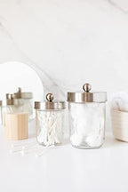 Jarmazing Products Ball Mason Jar Bathroom Gift Set (4 pcs) - Lotion/Soap Dispenser, Toothbrush Holder, Q-Tip Storage Jars - Farmhouse Home Decor for Vanity Organization - Stainless Steel - Image 5