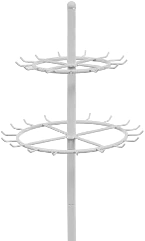 66" Commercial Belt Display Stand - 31-Hook Steel Tiered Rack w/Adjustable Feet, 44lbs Capacity for Ties, Scarves, Accessories (White) - Image 4