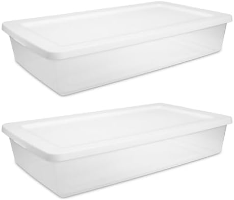 2Pack 41 Qt Clear Underbed Storage Bin, Medium Plastic Container,Snap Lid by Unknown