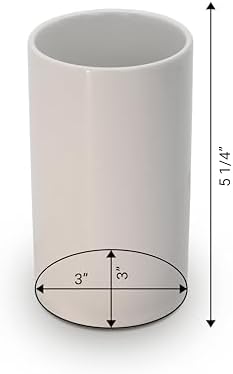 Ceramic Brush Holder for Dish Brushes, 3 Inches Wide, 5.25 Inches Tall, 63-Degree Inner Lean Angle, Water Drainage Hole, White - Image 2