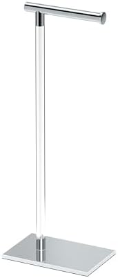 Gatco 1331C Modern Rectangle Base Freestanding Toilet Paper Holder, Chrome/Acrylic, Weighted Base Bathroom Tissue Stand 22.25" by Gatco
