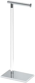 Gatco 1331C Modern Rectangle Base Freestanding Toilet Paper Holder, Chrome/Acrylic, Weighted Base Bathroom Tissue Stand 22.25" by Gatco