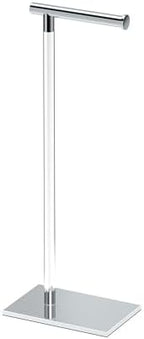 Gatco 1331C Modern Rectangle Base Freestanding Toilet Paper Holder, Chrome/Acrylic, Weighted Base Bathroom Tissue Stand 22.25" by Gatco
