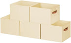 5 Pack Large Closet Storage Baskets Bins for Shelves, Collapsible Fabric Closet Organizers and Storage with Polyester Handles, Decorative Baskets for Organizing Clothes, Towels, Linen Closet 14"x10" by DiMJ