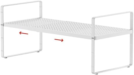 Expandable Cabinet Shelf Organizers, 16.5"~27''L, White by jkxoo