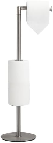 Toilet Paper Holder Stand Freestanding, Heavy Duty Bathroom Tissue Holder Brushed Nickel by KLDKLD