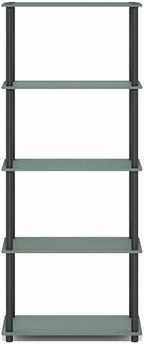 Furinno Turn-N-Tube Storage Shelves, 5-Tier Book Shelf, Corner Shelf, Toolless Open Shelves, for Organization and Storage, Living Room, Garage, Home Office, Sage Green - Image 7