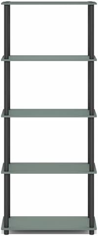 Furinno Turn-N-Tube Storage Shelves, 5-Tier Book Shelf, Corner Shelf, Toolless Open Shelves, for Organization and Storage, Living Room, Garage, Home Office, Sage Green - Image 7