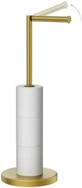 Brushed Gold Toilet Paper Holder Stand Freestanding Toilet Paper Stand by BATHLAVISH