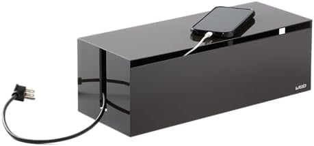 Yamazaki Home Cable Management Box – Cord Organizer Box with Lid, Minimalist Cable Storage for Office, ABS Plastic by Unknown