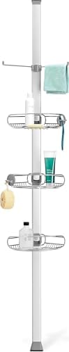 simplehuman Tension Pole Shower Caddy, No-Drill Floor to Ceiling Bathroom Organizer for Bathtub & Inside Shower, Extends 6 to 9 Feet, 3 Adjustable Shelves, Rust-Proof Stainless Steel by Unknown