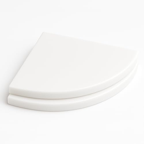 9 Inch Super White Engineered Marble Corner Shower Shelf Bathroom Caddy, Wall Mounted Shower Shelf, Classic Flatback Design (2) by ThresholdShop