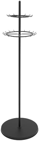 Belt Display Rack, 2 Tier Steel Tree Stand with 31 Hooks, Black, 66.1 Inch by Unknown