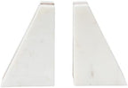 Main + Mesa Marble Geometric Bookends with Wood Inlay, White - Image 6