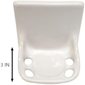 Ceramic Toothbrush Holders for Bathrooms Over Tile Wall Mount Flat Back Tumbler Toothpaste Tooth Brush Paste Shower (Bone Matte) - Image 5
