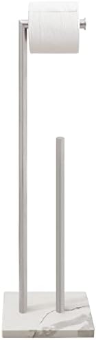 Gzila Free Standing Toilet Paper Holder Stand with Reserve, Heavy Weighted Marble Base Design, Bathroom Stands Tissue Rolls Holder, 304 Stainless Steel Brushed Nickel by GZILA