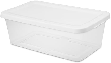 20-Pack 6 Quart Storage Boxes – Clear Plastic Storage Bin with Snap, Shoe Boxes,Stackable Bins for Closet, Kitchen Storage, Office Organization,White - Image 7