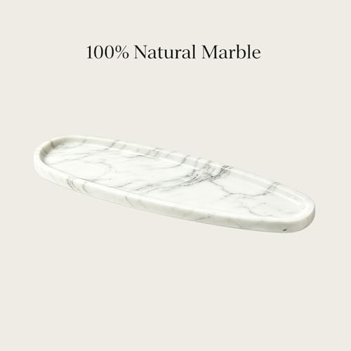 Natural Marble Vanity Tray, 16.6"x4.6", Italian Carrara White - Image 5