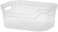 Sterilite 5.25x9.5x13 In Medium Polished Open Scoop Front Storage Bin w/ Comfortable Carry Through Handles for Household Organization, Clear (24 Pack) by Sterilite