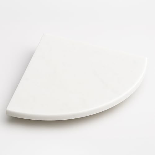 9 Inch Super White Engineered Marble Corner Shower Shelf Bathroom Caddy, Wall Mounted Shower Shelf, Classic Flatback Design (1) by ThresholdShop