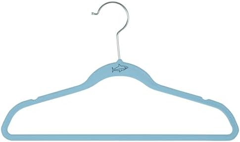 Simplify Kids 100 Pack Velvet Hangers with Shark Icon in Light Blue - Image 2
