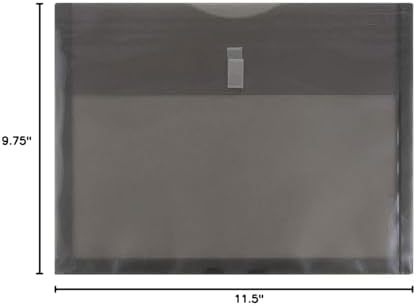 JAM PAPER Plastic Expansion Envelopes with Hook & Loop Closure - Letter Booklet - 9 3/4 x 13 with 1 Inch Expansion - Smoke Gray - 12/Pack - Image 5