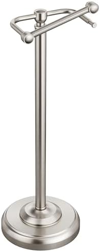 Brushed Nickel Toilet Paper Holder Stand Freestanding, Weighted Base, 22 in by KALLYNB