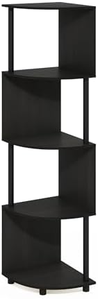 Furinno ECON Corner Shelf, 4-Tier Corner Book Shelf, Zigzag Storage Shelves, Display Rack, Bookshelf, for Organization and Storage, Living Room, Home Office, Espresso - Image 6