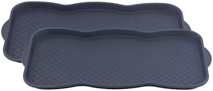 Superio Multi-Purpose Boot & Shoe Tray, Black, 29.75 x 15 Round Scalloped, Protects Floors from Water and Dirt, Waterproof for All Weather Indoor or Outdoor Use (2) by Superio