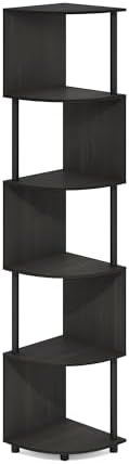 Furinno ECON Corner Shelf, 5-Tier Corner Book Shelf, Zigzag Storage Shelves, Display Rack, Bookshelf, for Organization and Storage, Living Room, Home Office, Espresso - Image 6