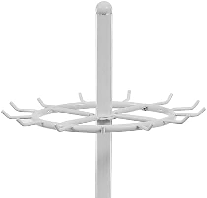 Floor Standing Belt Display, 66'' Metal Scarf Display Stand, Mounted Belt Rack Tie Hanger with 31 Hooks, Shawls Organizer Shelf with Adjustable Feet for Home, Boutiques, Clothing Stores - Image 6
