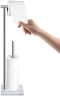 Toilet Paper Holder Stand with Weighted Natural Marble Base, Bathroom Free Standing Toilet Paper Roll Holder with Reserve, Standing Toilet Tissue Holder with Storage (Brushed Nickel, with Storage) by Nodafuer