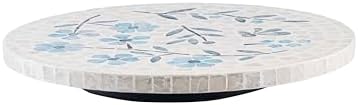 PEMAR 12.6” Handcrafted Capiz Shell Mosaic Lazy Susan – Coastal Floral Rotating Centerpiece for Dining Table, Elegant Beach House & Farmhouse Home Décor, Luxury Hostess & Housewarming Gift - Image 3