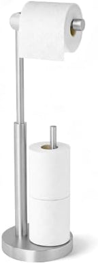 YUMORE Toilet Paper Stand with Storage & Weighted Base, Brushed Nickel by YUMORE