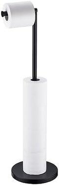 BAGNOLUX Bathroom Toilet Paper Holder Stand with Reserve, SUS304 Stainless Steel Rustproof Pedestal Tissue Roll Holder Heavy Duty (Matte Black) by BAGNOLUX