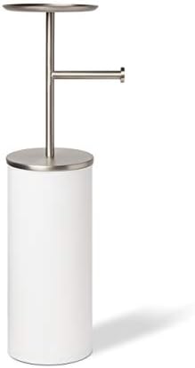 Umbra Portaloo Toilet Paper Stand, Freestanding with Storage, White/Nickel - Image 4