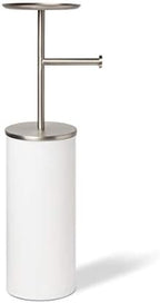 Umbra Portaloo Toilet Paper Stand, Freestanding with Storage, White/Nickel - Image 4