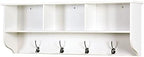 Wall Rack Shelf with 4 Dual Hooks Entryway Wood Storage Cubes Hanger Storage Unit for Living Room Bathroom Kitchen, White - Image 5